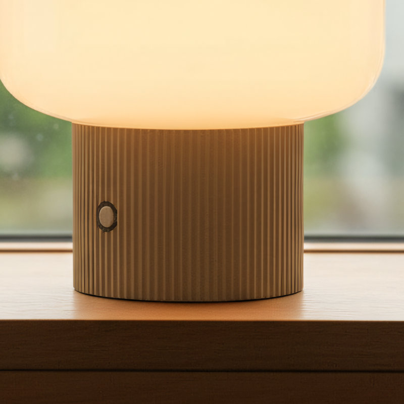 Lampe champignon miniature miniature, commande tactile de charge sans fil 5 W, abat-jour en verre réglable à température de couleur 3, lumière ambiante DEL, jaune moutarde