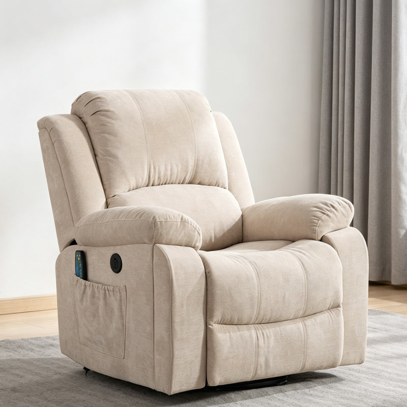 Power Massage Lift Recliner Chair with Heat & Vibration for Elderly, Heavy Duty and Safety Motion Reclining Mechanism Fabric Sofa with Storage Pockets, Cup Holders