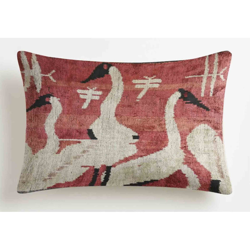 Tsuru Silk Velvet Throw Pillow and Cover