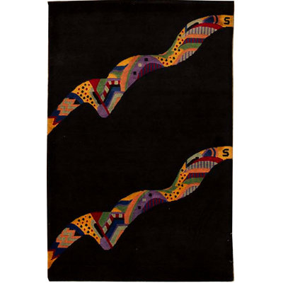 Tapis noir de haute qualité noué à la main
