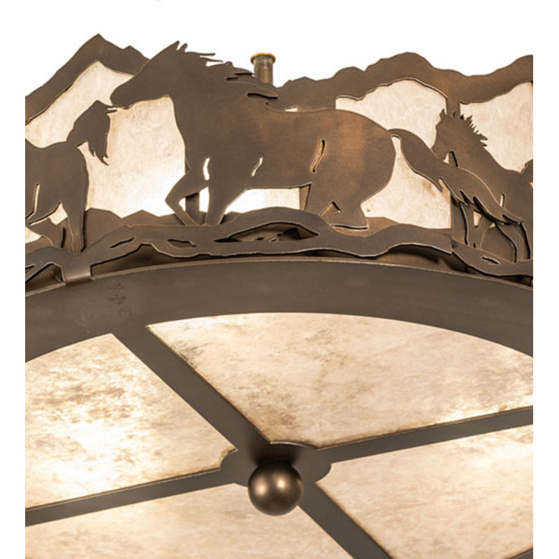 Running Horses 3 - Light Semi Flush Mount