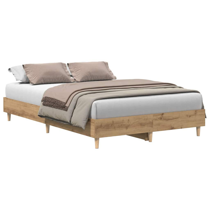 Bed Frame No Mattress Engineered Wood, Small Double (4'), Artisan Oak