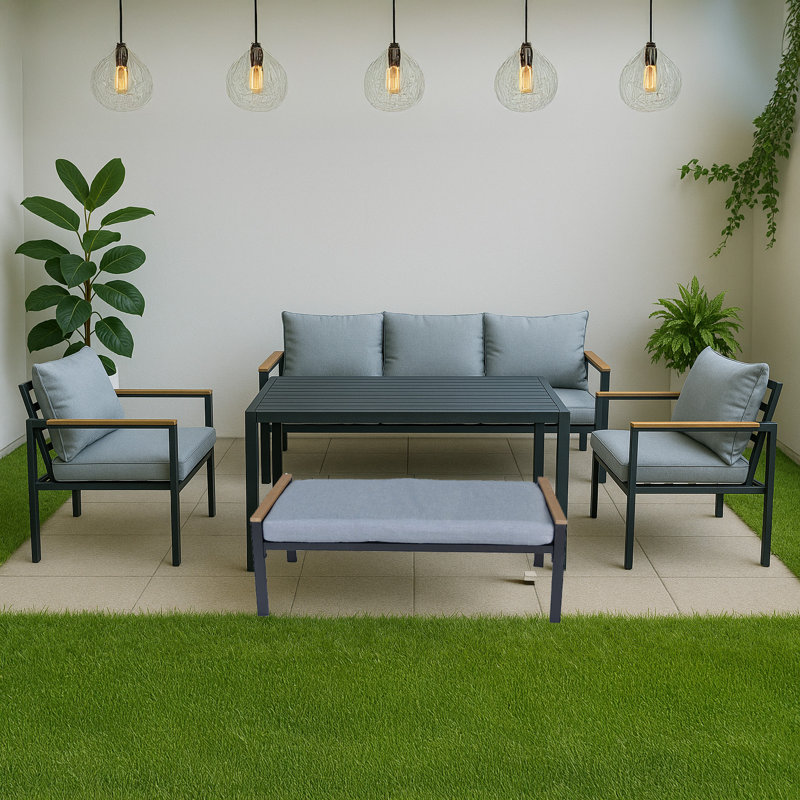 0cm Wide Straight Patio Sofa with Cushions