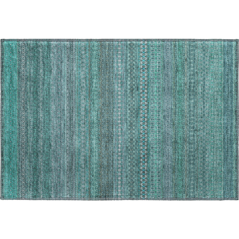 Cerrito Premium Machine Washable Cerrito AMF527 Turquoise, Rectangle 1'8" x 2'6"