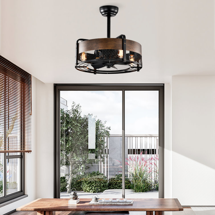 20.6" Caged Ceiling Fan With Lights And Remote Control