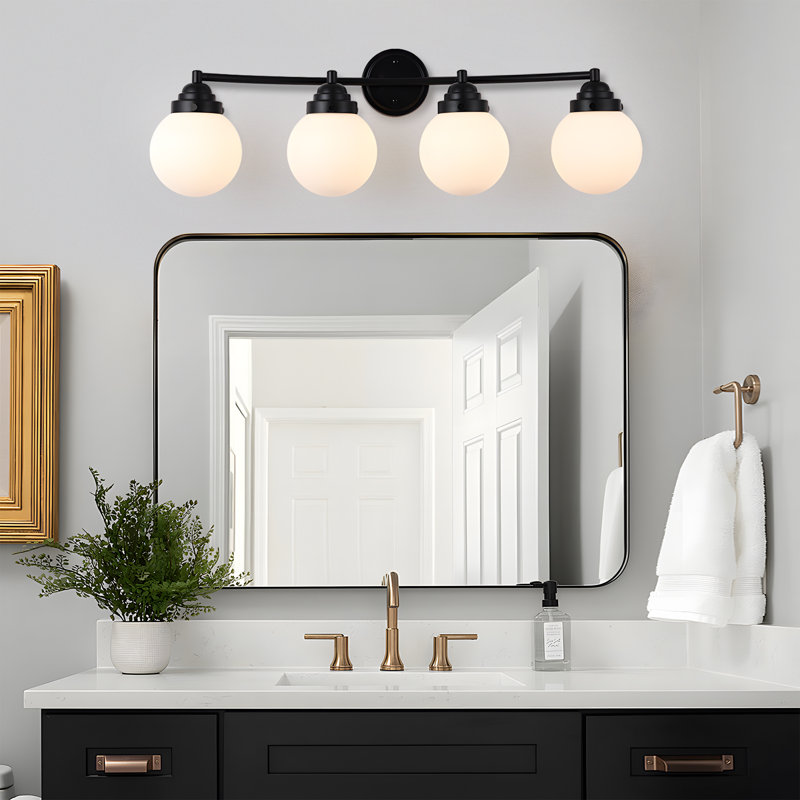 Koketa Dimmable  Black Vanity Light, 10.3'' H X 32'' W X 7.9'' D, 4 Lights
