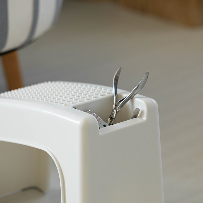Repose-pieds de douche Mikai, tabouret de bain blanc pour pieds de rasage, repose-pieds antidérapant robuste, repose-pieds spa, repose-pieds avec rangement