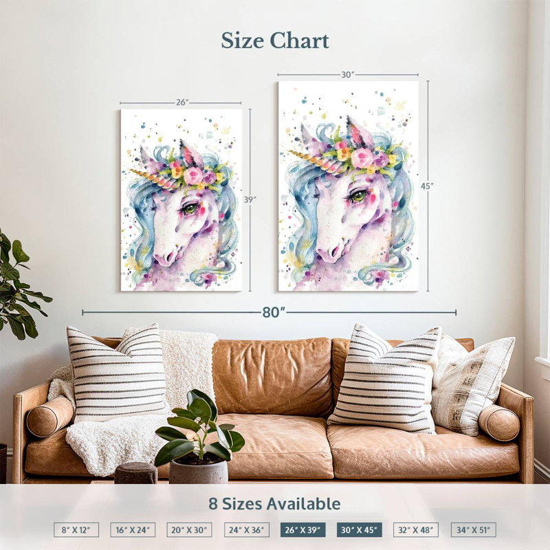 Ashelle, petite licorne, H 39 po x l 26 po