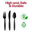 Ensemble de couverts jetables en plastique noir - 1000 convives