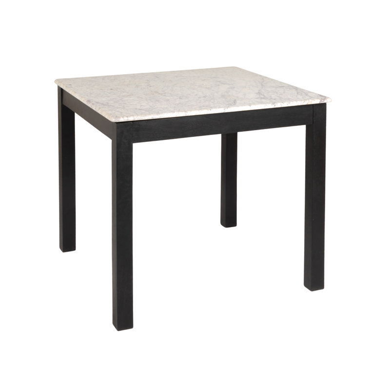 Elliot Square Teak and Marble Dining Table in Black Finish, Black