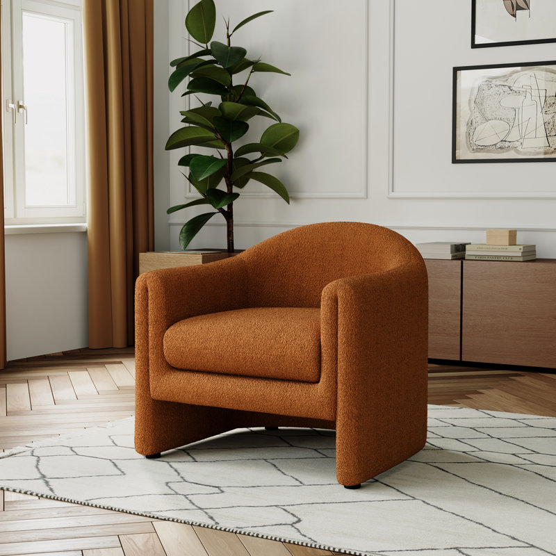 Esly 82Cm Wide Barrel Chair, Rusted Orange Teddy