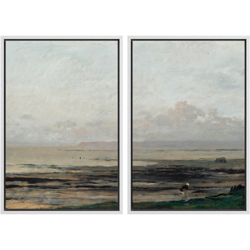«Coastal Serenity Seashore Landscape With Cloudy Sky Nature Wilderness Illustration Decor Scenic», 2 pièces sur toile