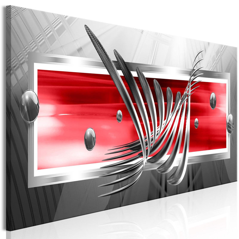 «Silver Wings Narrow Red» sur toile, H 20 po x l 59 po x P 0,7 po