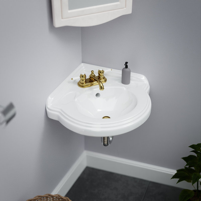 22" Corner Specialty Corner Bathroom Sink with Overflow