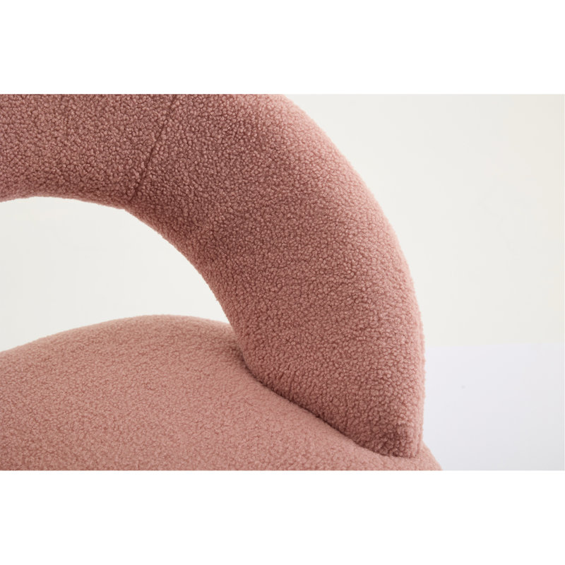 Meshea Dining Chair with Sleek Metal Legs, 1, Pink Teddy