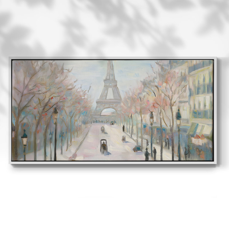 Série paysage - CCVII - Toile tendue avec châssis encadré - Prêt à être accroché, H 21 po x l 41 po, Blanc
