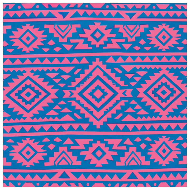 Tapis de bain rose à motif tribal, 34in W x 21in L