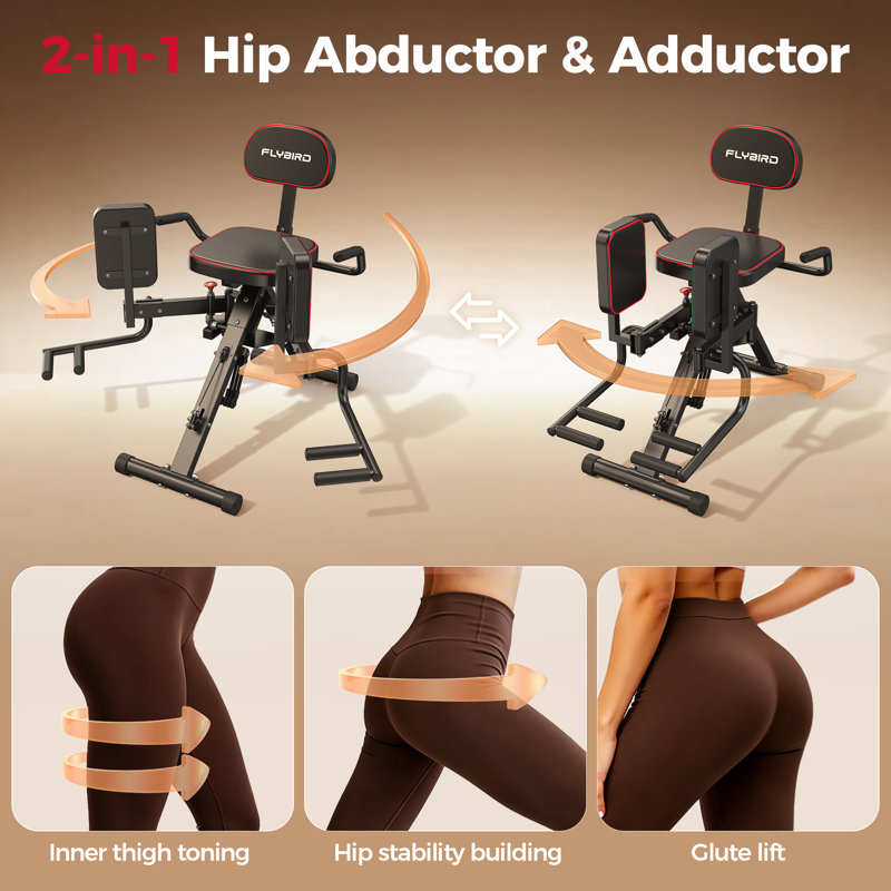 Machine d'abduction et d'adduction des hanches 2-en-1 FAD Fitness Flybird Series F1, 6 bandes de résistance réglables pour la gymnastique à domicile