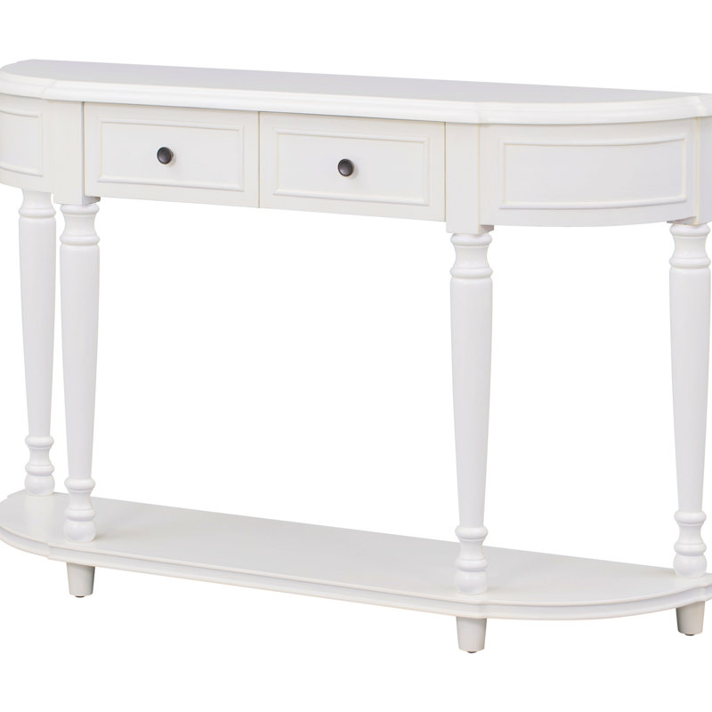 Console en bois massif 33,52 po Brence, Blanc antique, Blanc antique