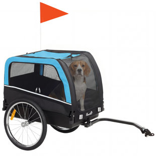 Dog Bike Trailer, Pet Cart Bicycle Carrier with 20" Air Tires, Quick-Release Wheels, Reflectors, Flag, Dog Cart for Bicycle, for Small and Medium Breeds, Supports up to 44 lbs, Blue