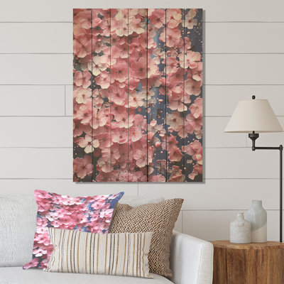 Fleurs de cerisier roses et bleues - Fleur de cerisier sur bois
