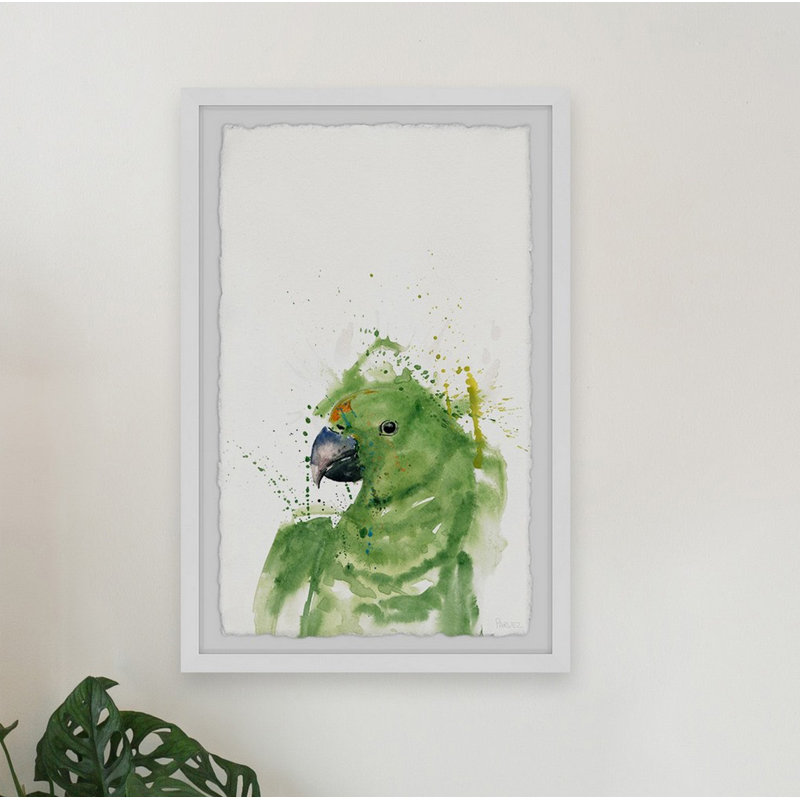 «Green Parrot», reproduction encadrée, H 45 po x l 30 po x P 1,5 po