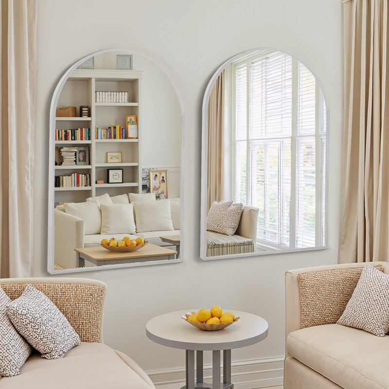 Miroirs décoratifs arqués en métal Miroirs de salle de bain modernes, Argent argent
