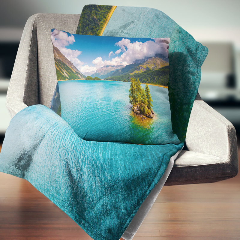  Coussin décoratif paysage du lac Silsersee, 16 po x 1 po