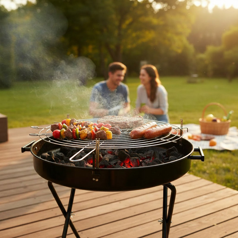 24" Round Portable Bbq Charcoal Grill