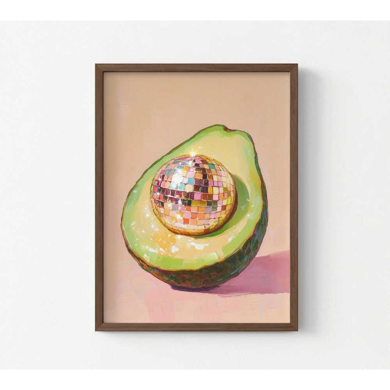 Avocado Disco Ball - Art vibrant de fruits | Impression murale personnalisable, 56" H x 42" W, Framed Print without Mat