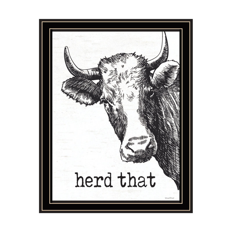 «Herd That», art mural encadré pour le salon, décoration murale par lettré et doublé, L 14 po x H 18 po, Cadre noir / or
