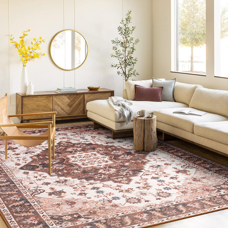 Fillender Machine Washable Rug Vintage Washable Area Rugs With Non Slip Home Decor Office Boho Rug, 60'' W X 96'' L