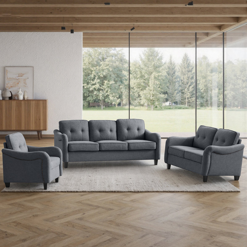 Ensemble de canapés de salon modernes 3 pièces comprenant canapé modulaire, causeuse et fauteuil, pour le confort et le style d'un appartement