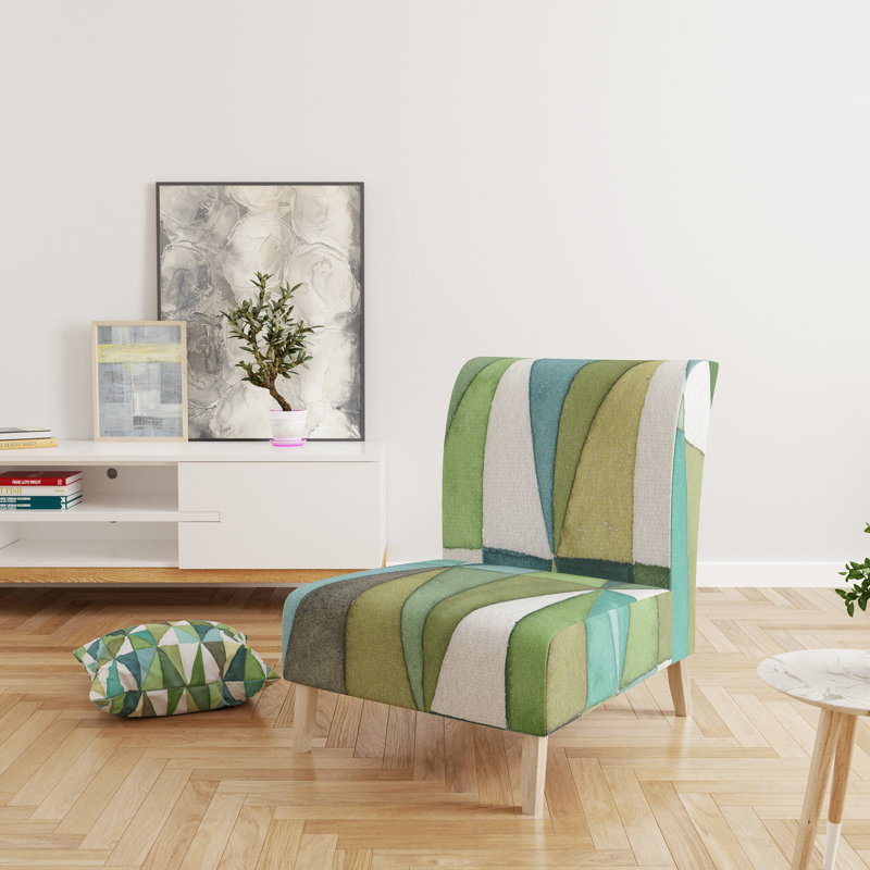 Geometric Green Triangle III - Mid-Century Upholstered Slipper Chair