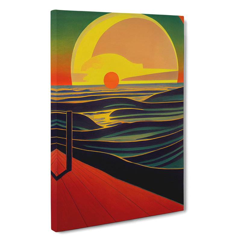 Vibrant Sunset Abstract - Wall Art, Wrapped Canvas, 50cm H x 35cm W, No Matte