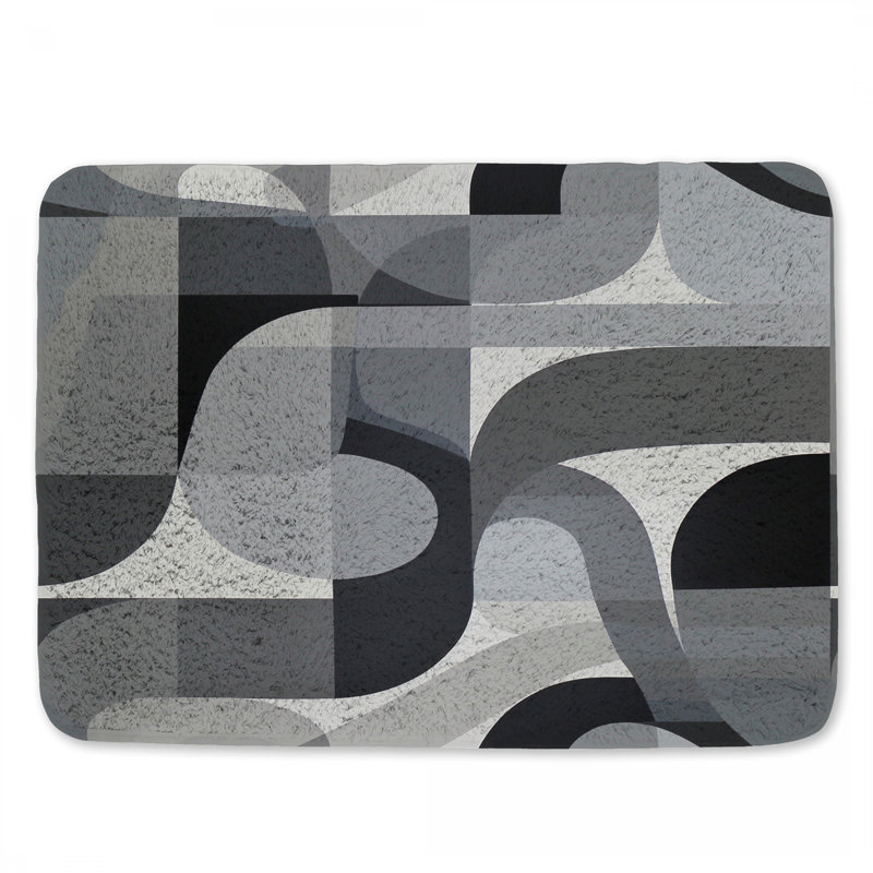 Tapis de bain courbé à lignes abstraites pour salle de bain, L 34 po x l 21 po