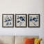 Bleu marine et feuilles de lin II - ensemble de 3 peintures sur toile encadrées-1524676207-1524676192