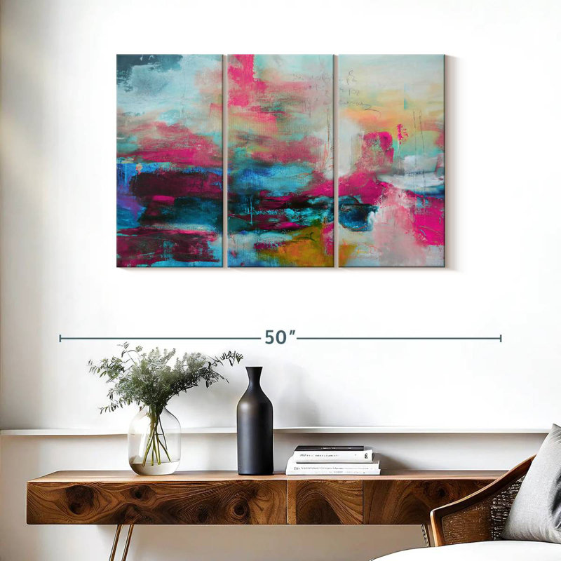 Avery Abstract Pink Aqua, 24" H x 38" W