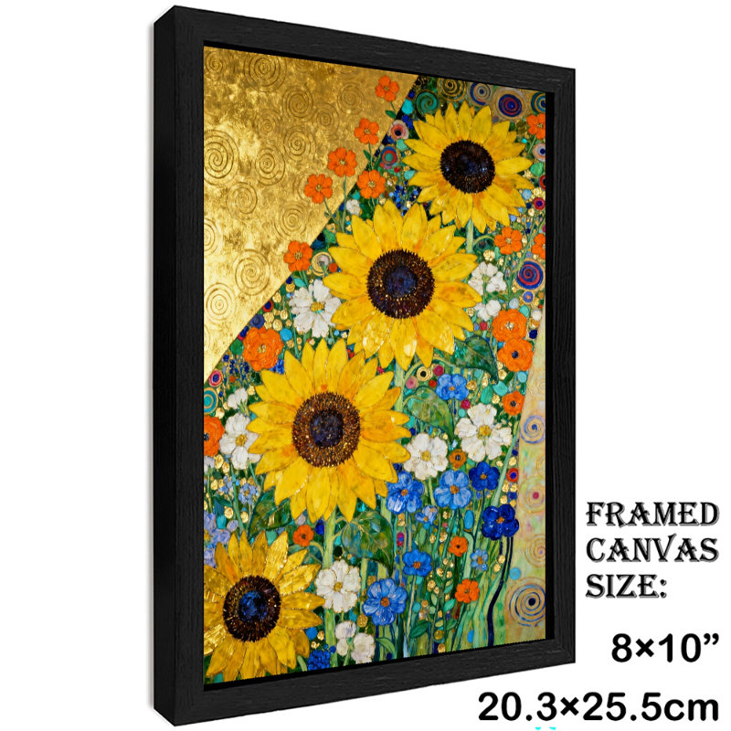 Reproduction d'art encadrée noire de style Klimt, H 11 po x l 9 po