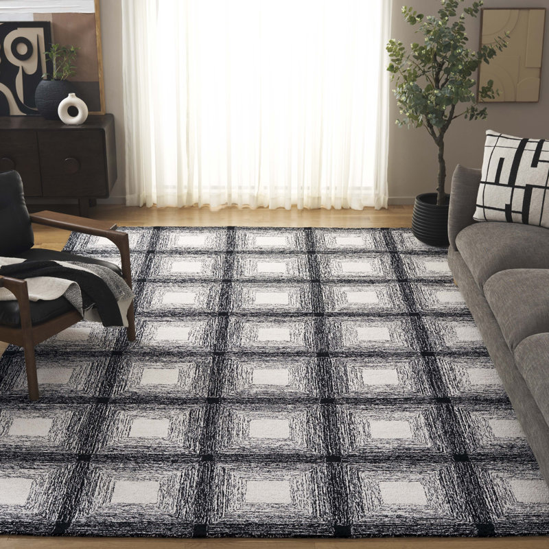 Laramy Hand Tufted Wool Pile Geometric Rug, Rectangle 8' x 10'