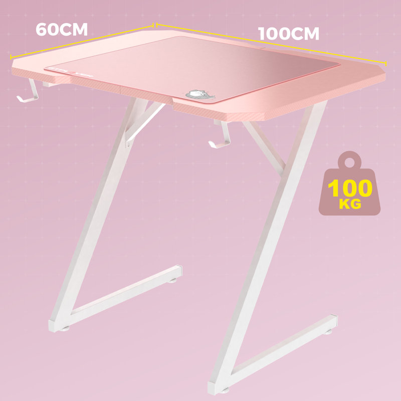 Fabrice Computer Desk, 39.37cm W x 23.62cm D, Pink
