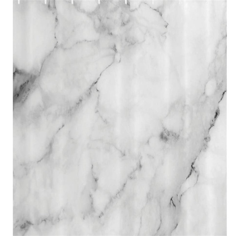 Mixed Shower Curtain with Hooks Included, 84" H x 69" W, White Abstract 2