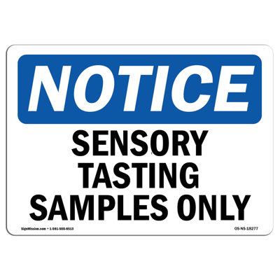 Sensory Tasting Samples Only Sign