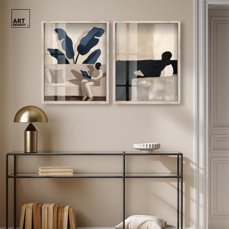 Ensemble de 2 décorations murales Golden Luxe Glam Shadowbox, H 25 po x l 21 po, Cadre blond