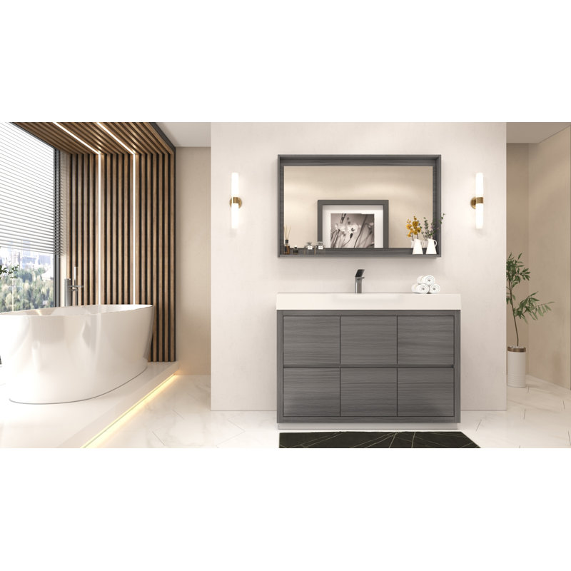 Ensemble de meuble-lavabo simple 47 po Royka, Vulcain gris cendré