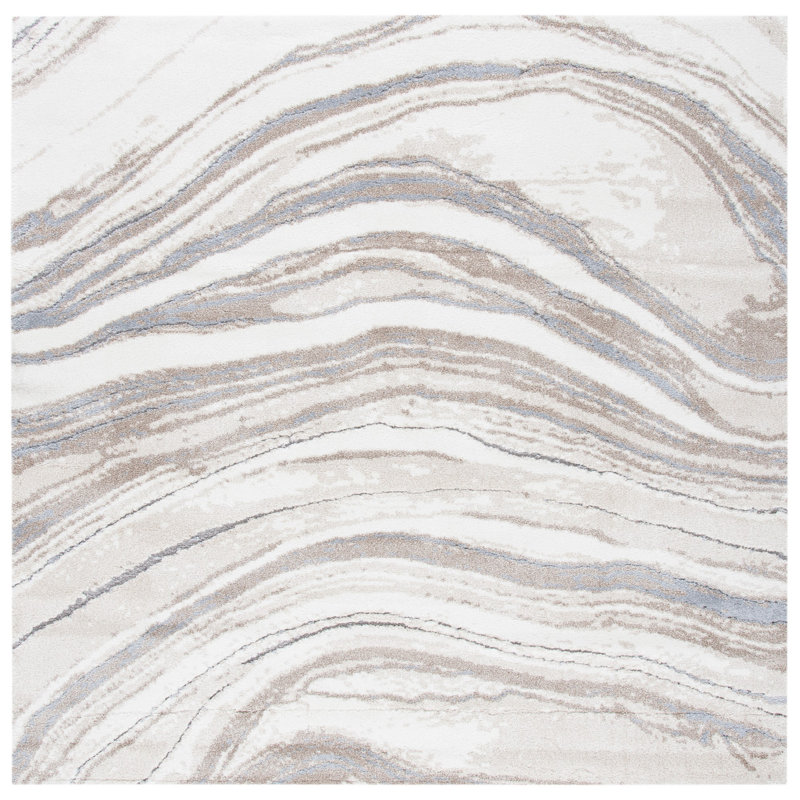 Makenna Ivory/Gray Area Rug, Square 6'7"