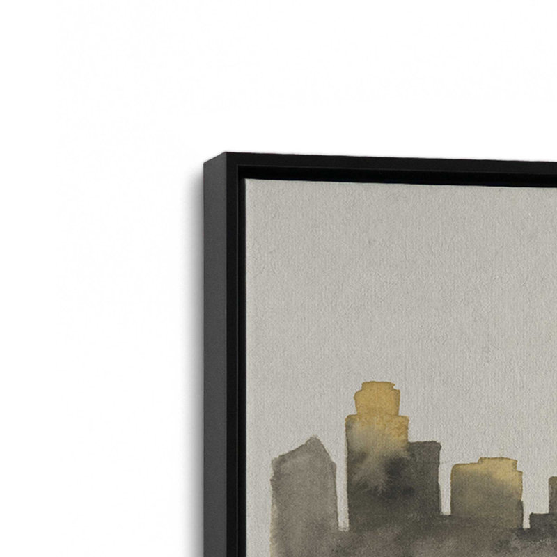 Chicago Skyline Fade, H 12,75 po x l 18,75 po, Noir satiné, Cadre flottant