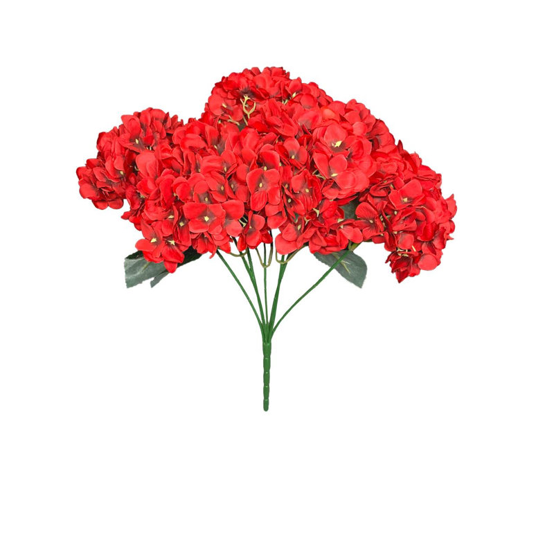 Faux bouquet d'hortensias à 7 têtes, Rouge