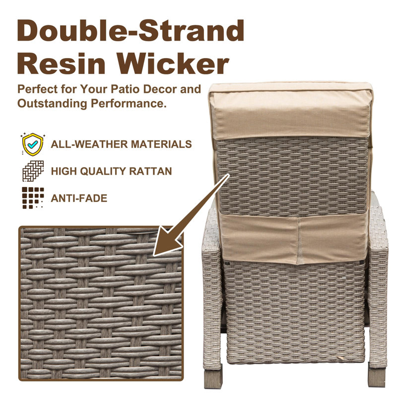 Méridienne d'extérieur en rotin Tameki, Beige