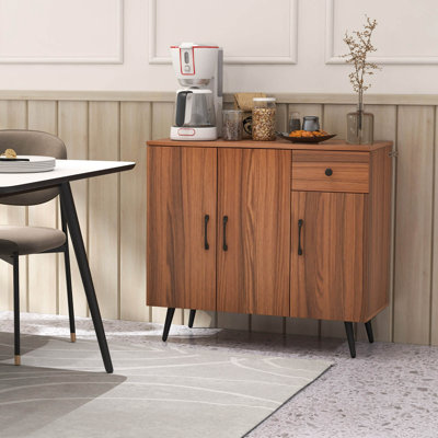 Buffet Cabinet With 3 Doors & Pull-out Drawer Adjustable Shelves Anti-tipping Kits by George Oliver